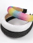 Fashion Black Color Grid Resin Diamond-studded Wide-brimmed Sponge Headband