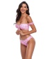 Fashion Pink Tube Top And Fungus Print Split Swimsuit