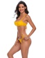 Fashion Yellow Tether Strap Solid Color Split Swimsuit