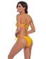 Fashion Yellow Tether Strap Solid Color Split Swimsuit