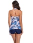 Fashion Blue Conservative Printed Maternity Split Swimsuit
