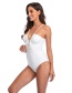Fashion White Solid Color Open Back Lace-up Swimsuit