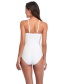 Fashion White Solid Color Open Back Lace-up Swimsuit