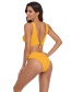 Fashion Yellow Open Back V-neck Split Swimsuit