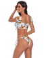 Fashion Yellow Pants Printed Lace-up Contrast Split Swimsuit