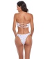 Fashion White Background Bandeau Print Open Back Lace Split Swimsuit