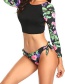 Fashion Black Long-sleeved Printed Open Back Lace-up Swimsuit