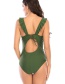 Fashion Dark Green Flashing Open Back Solid Color One-piece Swimsuit