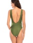 Fashion Dark Green Buckle Belt Halter One-piece Swimsuit