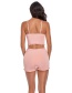 Fashion Pink Solid Color Boxer Three-piece Swimsuit With Fungus Edge
