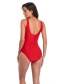 Fashion Vermicelli Solid Color Open Back Pleated One-piece Swimsuit