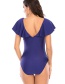 Fashion Royal Blue Solid Color Flashing Cutout Swimsuit