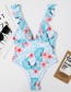 Fashion Blue Flowers One-piece Swimsuit With Printed Fungus