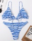 Fashion Blue Striped Open Back Tether Split Swimsuit