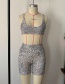 Fashion Tie Dye Leopard Print Shorts Split Swimsuit