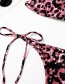 Fashion Red Leopard Print Halterneck Lace Split Swimsuit