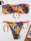 Fashion Red Yellow Printed Tube Top Lace Split Swimsuit
