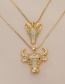 Fashion Gold Color Copper Inlaid Zircon Sheep Head Necklace