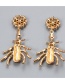 Fashion Champagne Diamond Bee Pearl Alloy Earrings