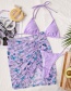 Fashion Purple Three-piece Swimsuit With Butterfly Print Straps