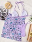 Fashion Purple Three-piece Swimsuit With Butterfly Print Straps