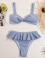 Fashion Haze Blue Ruffled Knitted Fabric Knotted Split Swimsuit