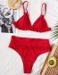 Fashion Red Ruffled Solid Color High Waist Split Swimsuit