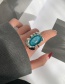 Fashion Dark Blue Petal Color Stone Resin Geometric Ring