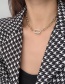 Fashion Silver Color Ot Buckle Stitching Diamond Geometric Necklace