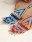 Fashion Royal Blue Rice Beads Handmade Geometric Long Tassel Necklace