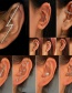 Fashion Six Diamond Silver Color Diamond-studded Lightning Leaf Geometric Piercing Ear Slash Earrings