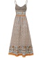 Fashion Cream Color V-neck Strap Print Dress