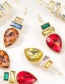 Fashion Red Alloy Diamond Square Drop Shape Geometric Earrings