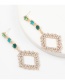 Fashion Green Alloy Diamond Diamond Hollow Earrings