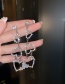 Fashion Silver Love Heart Shaped Asymmetric Long Diamond Tassel Earrings