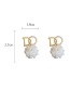 Fashion White Pearl Flower Letter Diamond Alloy Earrings