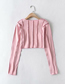 Fashion Pink Reverse Round Neck Short Long Sleeve Slim T-shirt Top