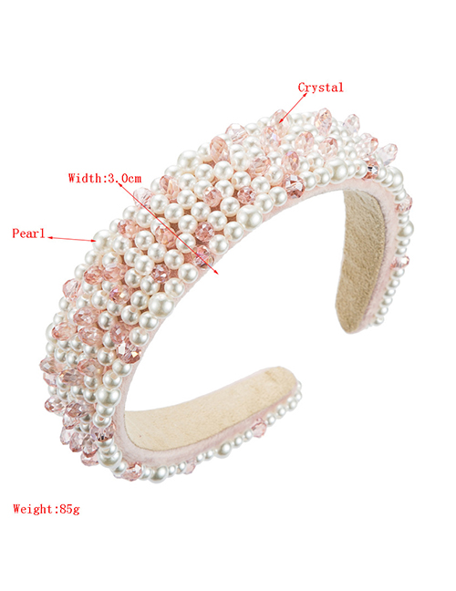 Fashion White Pearl Wide Brim Crystal Beaded Headband