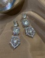 Fashion White  Silver Needle Full Diamond Earrings
