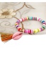 Fashion Pink 6mm Colored Soft Clay Shell Tassel Bracelet