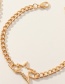 Fashion Gold Color Geometric Metal Love Five-pointed Star Bracelet