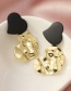 Fashion Black Irregular Metal Bump Heart Earrings