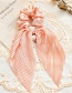Fashion Orange Crumpled Streamer Satin Crinkled Bunch Pearl Hair Tie