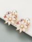 Fashion Pink Pearl Petal Crystal Earrings