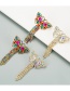 Fashion White Butterfly Shape Colorful Rhinestone Claw Chain Tassel Earrings
