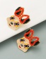 Fashion Red Animal Alloy Drop Oil Inlaid Pearl Earrings
