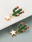 Fashion Green Cactus Alloy Drop Oil Five-pointed Star Earrings