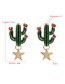 Fashion Green Cactus Alloy Drop Oil Five-pointed Star Earrings