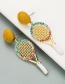 Fashion Yellow Alloy Diamond Tennis Racket Earrings