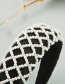 Fashion White Grid Pearl Water Sponge Wide Side Hair Band